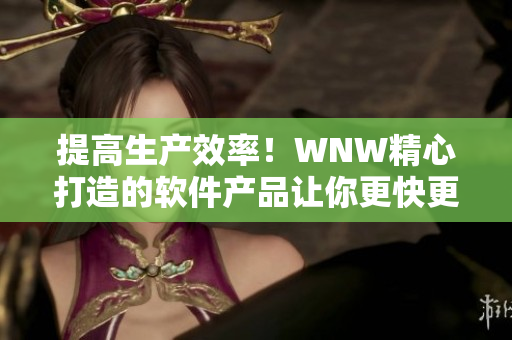 提高生产效率！WNW精心打造的软件产品让你更快更智能地完成任务