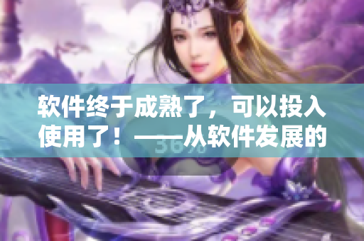 软件终于成熟了，可以投入使用了！——从软件发展的角度看小东西的成长