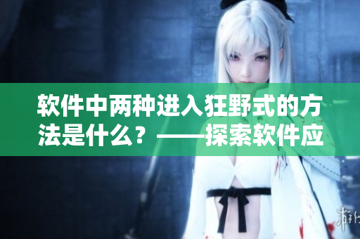 软件中两种进入狂野式的方法是什么？——探索软件应用场景