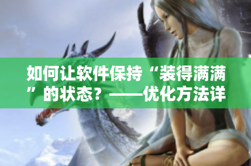 如何让软件保持“装得满满”的状态？——优化方法详解！