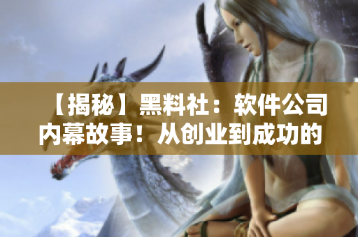 【揭秘】黑料社：软件公司内幕故事！从创业到成功的秘诀